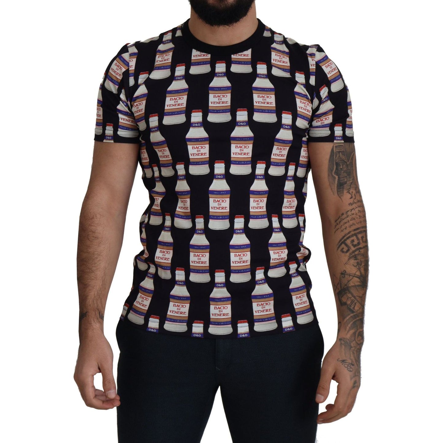 Dolce & Gabbana Black Bacio Di Venere Cotton Crew T-shirt Dolce & Gabbana