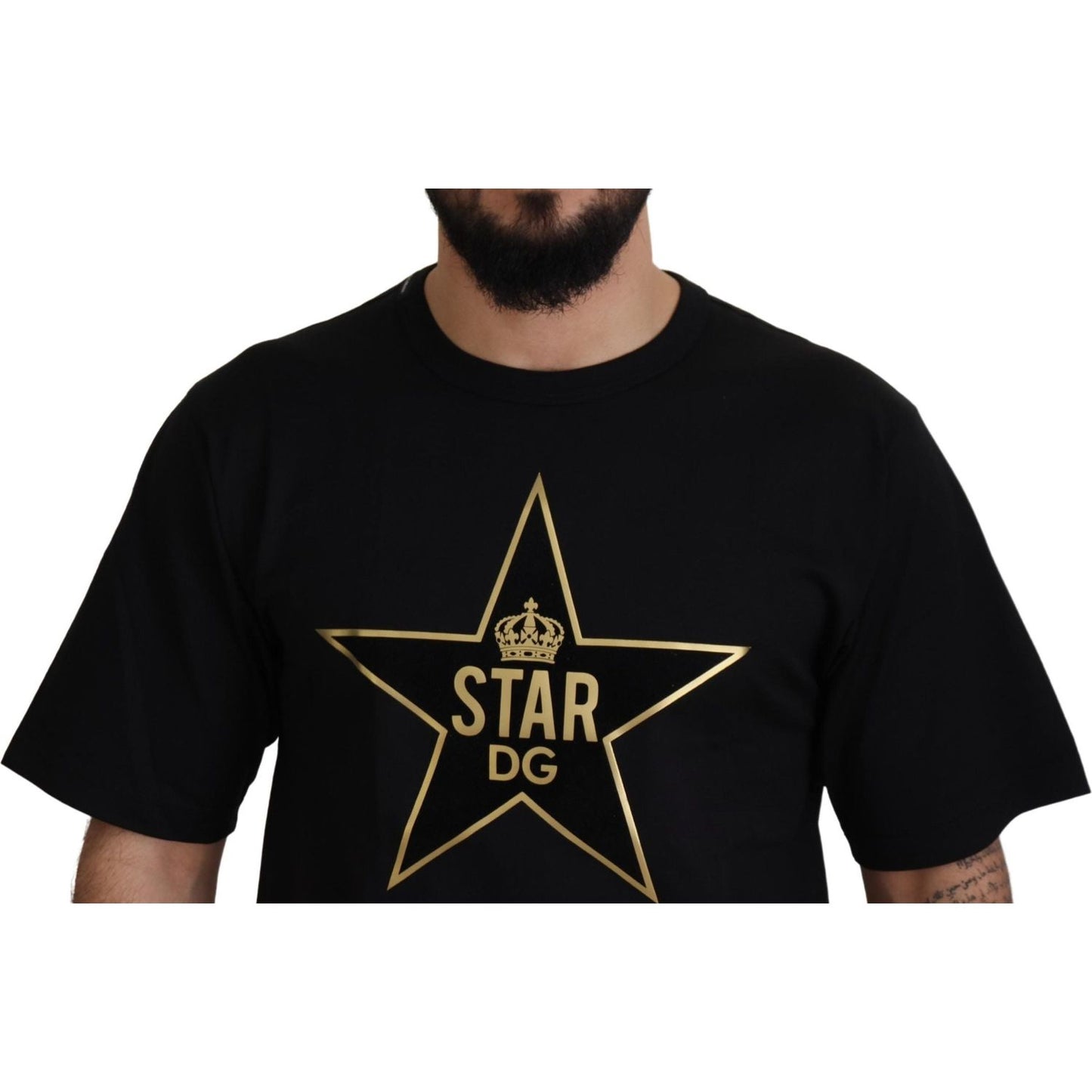 Dolce & Gabbana Black Gold STAR Crown DG Cotton Crewneck T-shirt Dolce & Gabbana