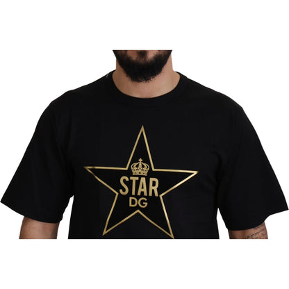 Dolce & Gabbana Black Gold STAR Crown DG Cotton Crewneck T-shirt Dolce & Gabbana