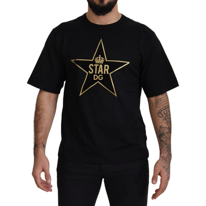 Dolce & Gabbana Black Gold STAR Crown DG Cotton Crewneck T-shirt Dolce & Gabbana
