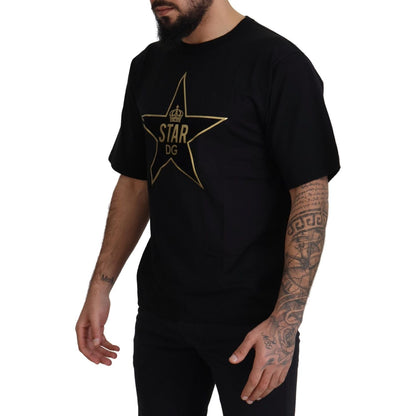 Dolce & Gabbana Black Gold STAR Crown DG Cotton Crewneck T-shirt Dolce & Gabbana