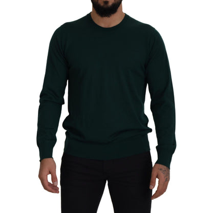 Dolce & Gabbana Green Cashmere Crewneck Pullover Sweater Dolce & Gabbana