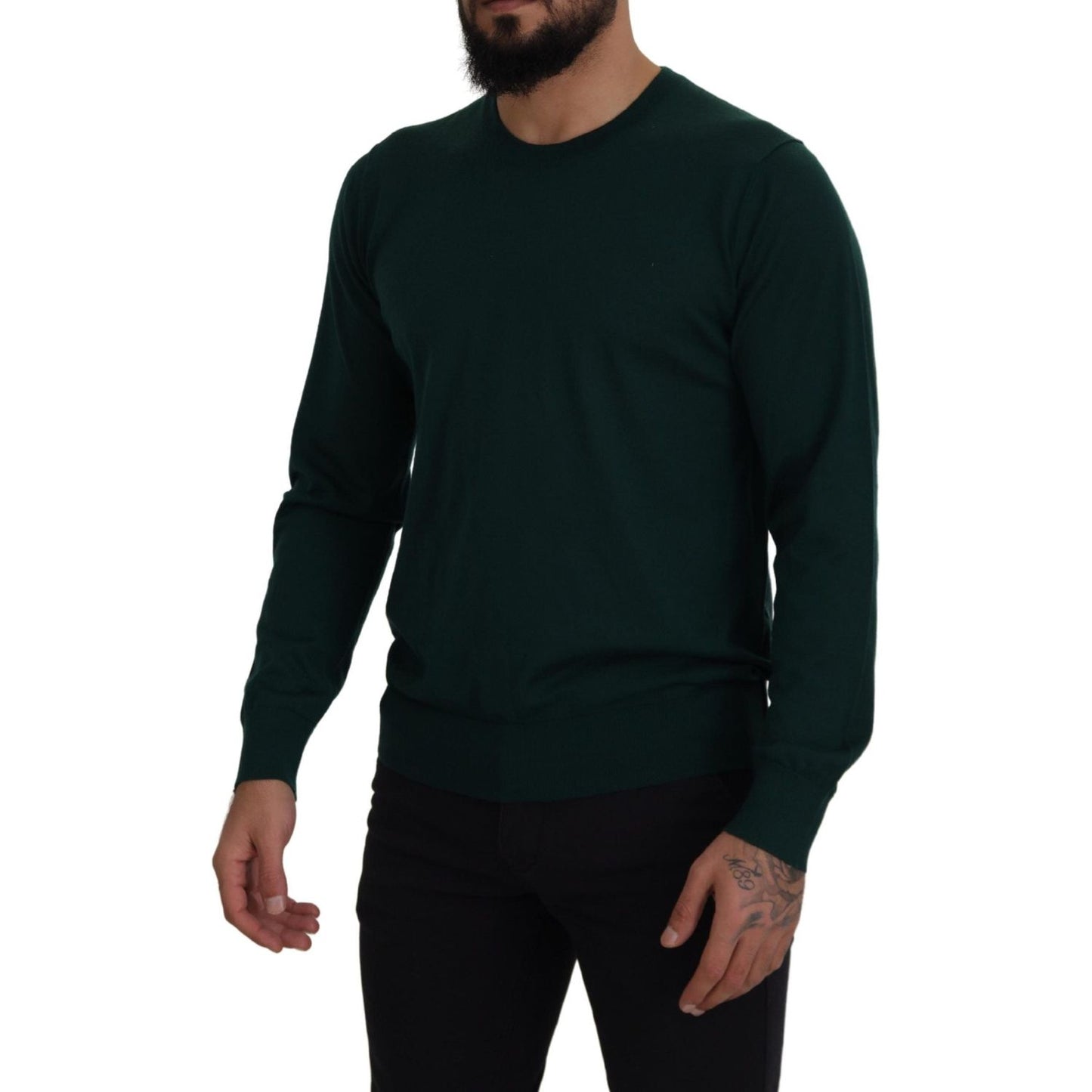 Dolce & Gabbana Green Cashmere Crewneck Pullover Sweater Dolce & Gabbana