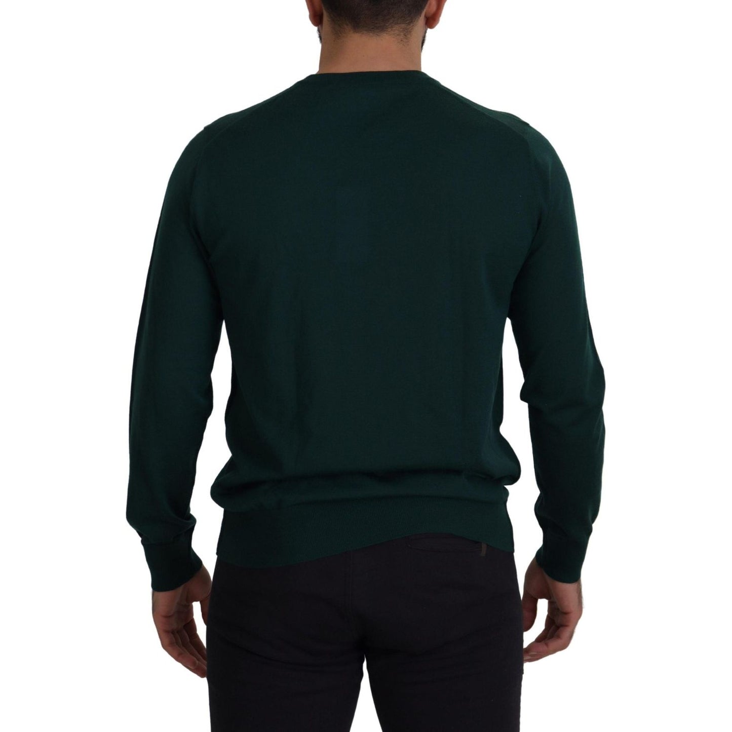 Dolce & Gabbana Green Cashmere Crewneck Pullover Sweater Dolce & Gabbana