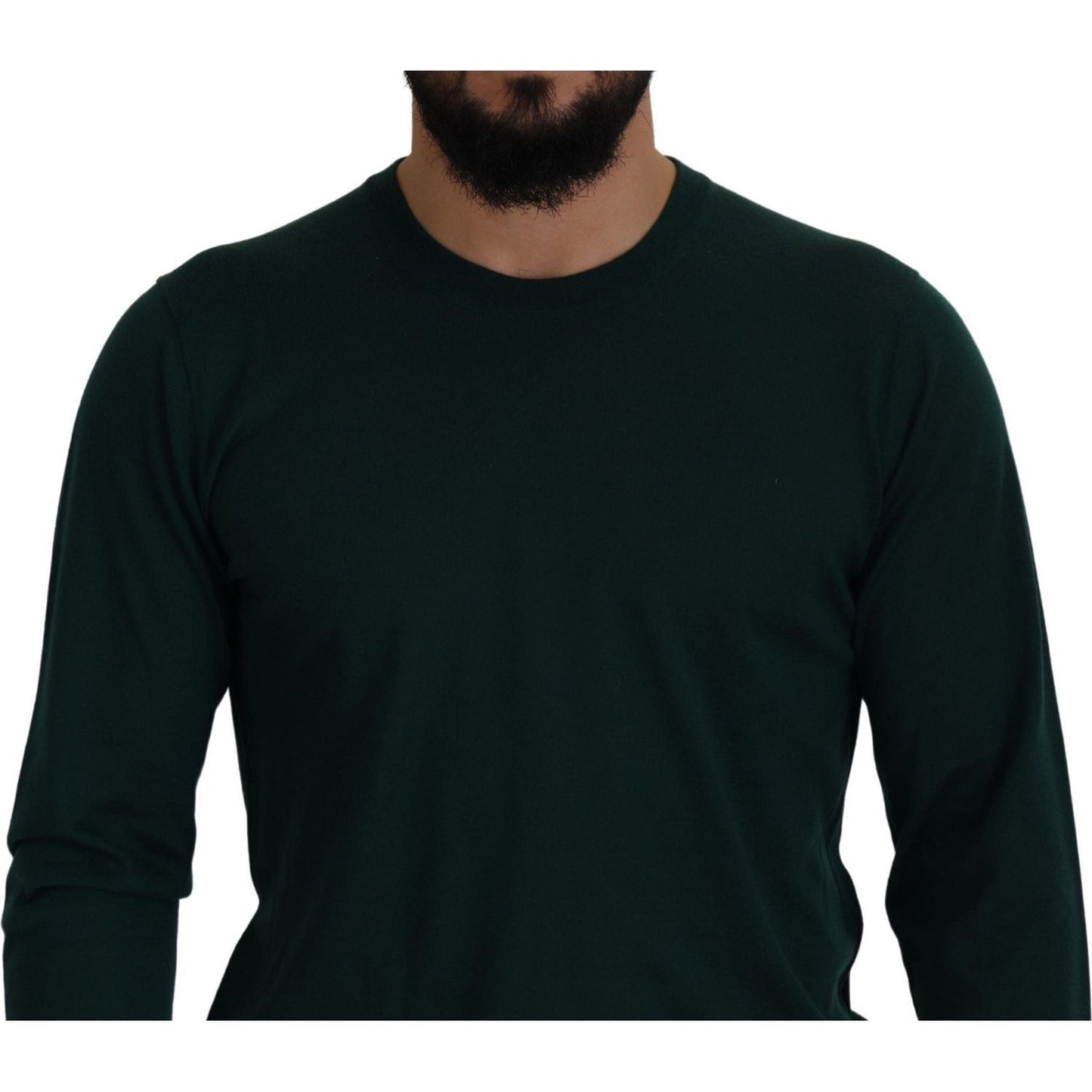 Dolce & Gabbana Green Cashmere Crewneck Pullover Sweater Dolce & Gabbana
