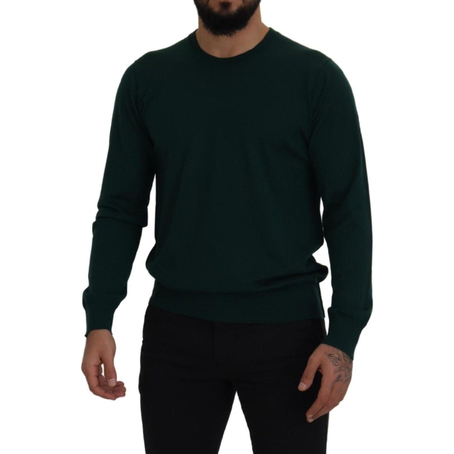 Dolce & Gabbana Green Cashmere Crewneck Pullover Sweater Dolce & Gabbana