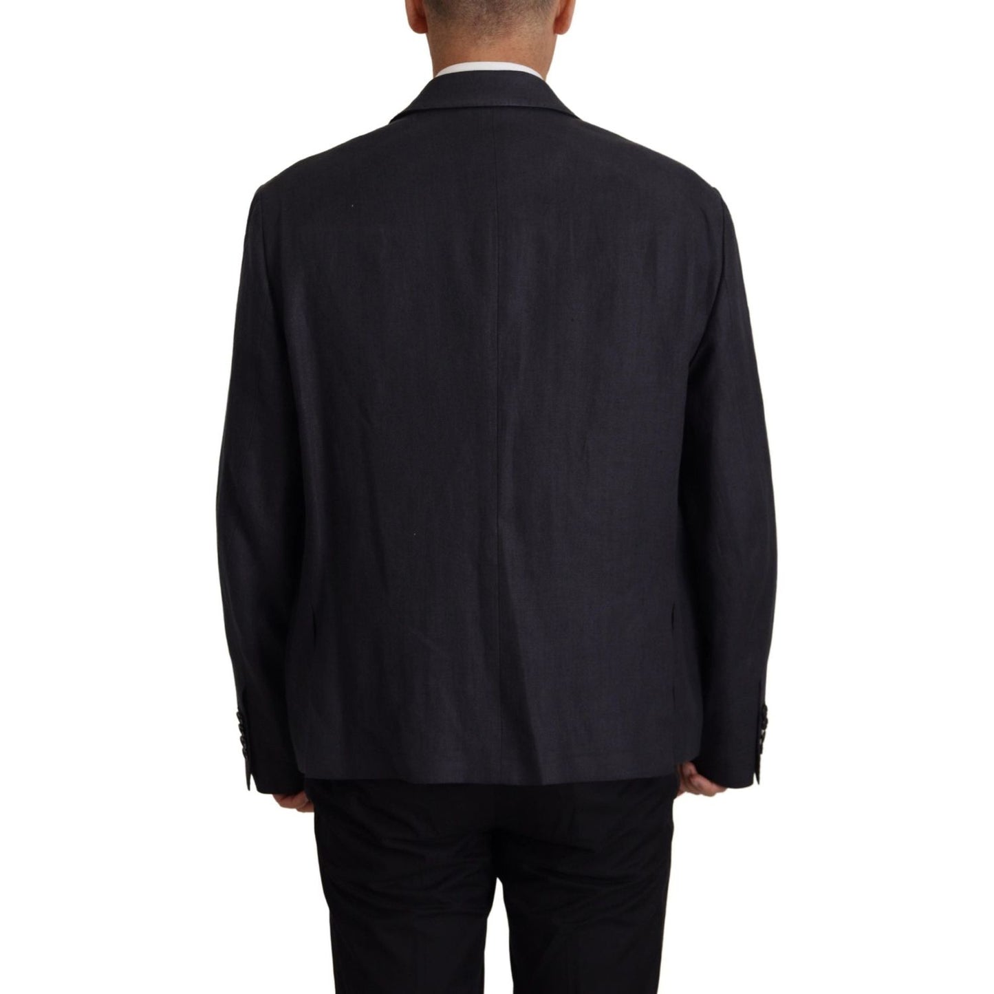 Dolce & Gabbana Blue Linen Formal Mens Blazer Jacket Dolce & Gabbana