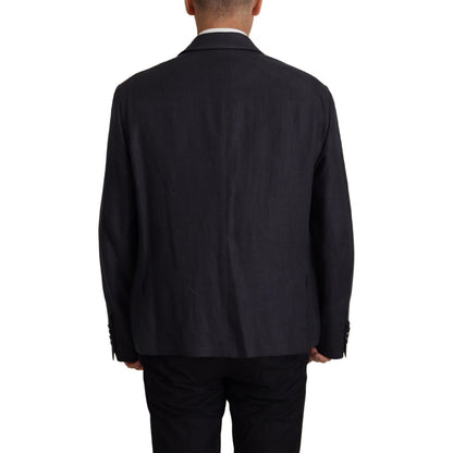 Dolce & Gabbana Blue Linen Formal Mens Blazer Jacket Dolce & Gabbana