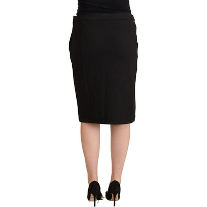 GF Ferre Black Straight Pencil Cut Knee Length Skirt