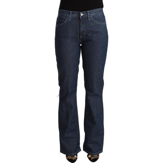 GF Ferre Blue Cotton Mid Waist Flared Denim Jeans GF Ferre