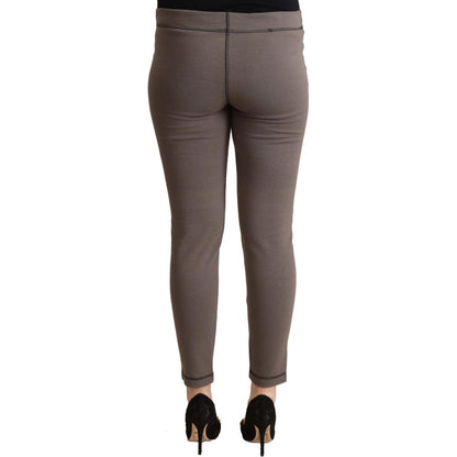 John Galliano Gray Cotton Mid Waist Stretch Leggings Cropped Pants John Galliano