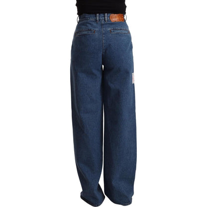 GCDS Blue Cotton High Waist Wide Leg Boot Cut Denim Jeans GCDS