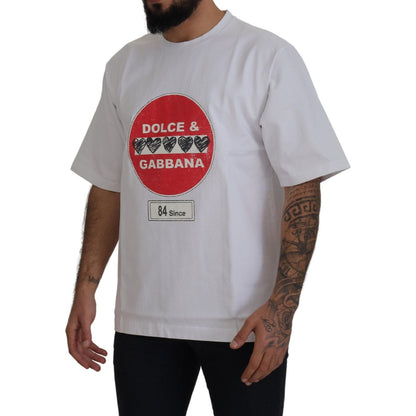 Dolce & Gabbana White Amor Heart Cotton Crewneck T-shirt Dolce & Gabbana