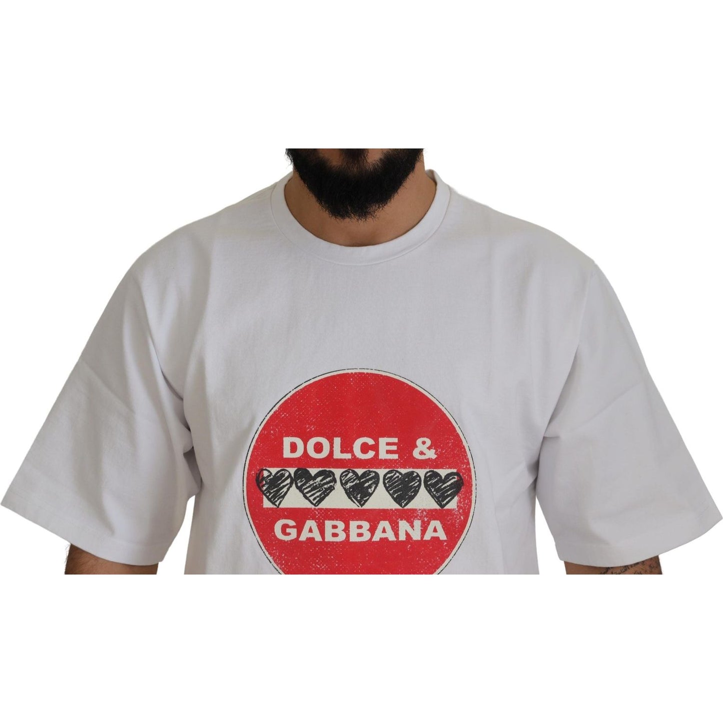 Dolce & Gabbana White Amor Heart Cotton Crewneck T-shirt Dolce & Gabbana