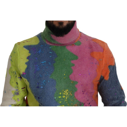 Dolce & Gabbana Multicolor Turtleneck Pullover Mohair Sweater Dolce & Gabbana