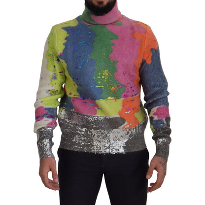 Dolce & Gabbana Multicolor Turtleneck Pullover Mohair Sweater Dolce & Gabbana