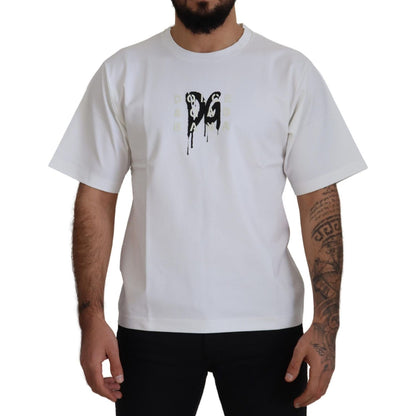 Dolce & Gabbana White Logo Print Cotton Crewneck T-shirt Dolce & Gabbana