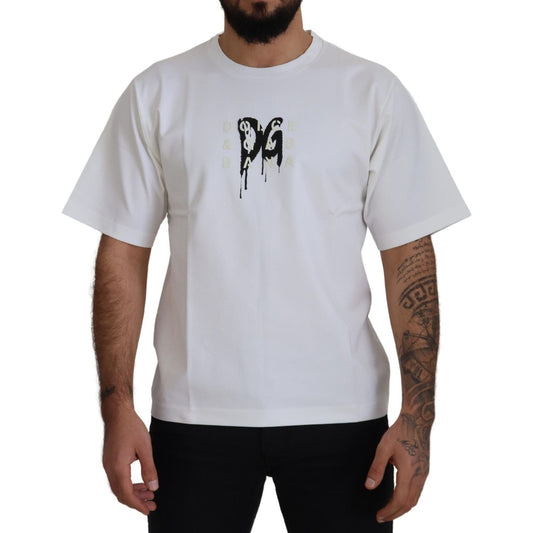 Dolce & Gabbana White Logo Print Cotton Crewneck T-shirt Dolce & Gabbana