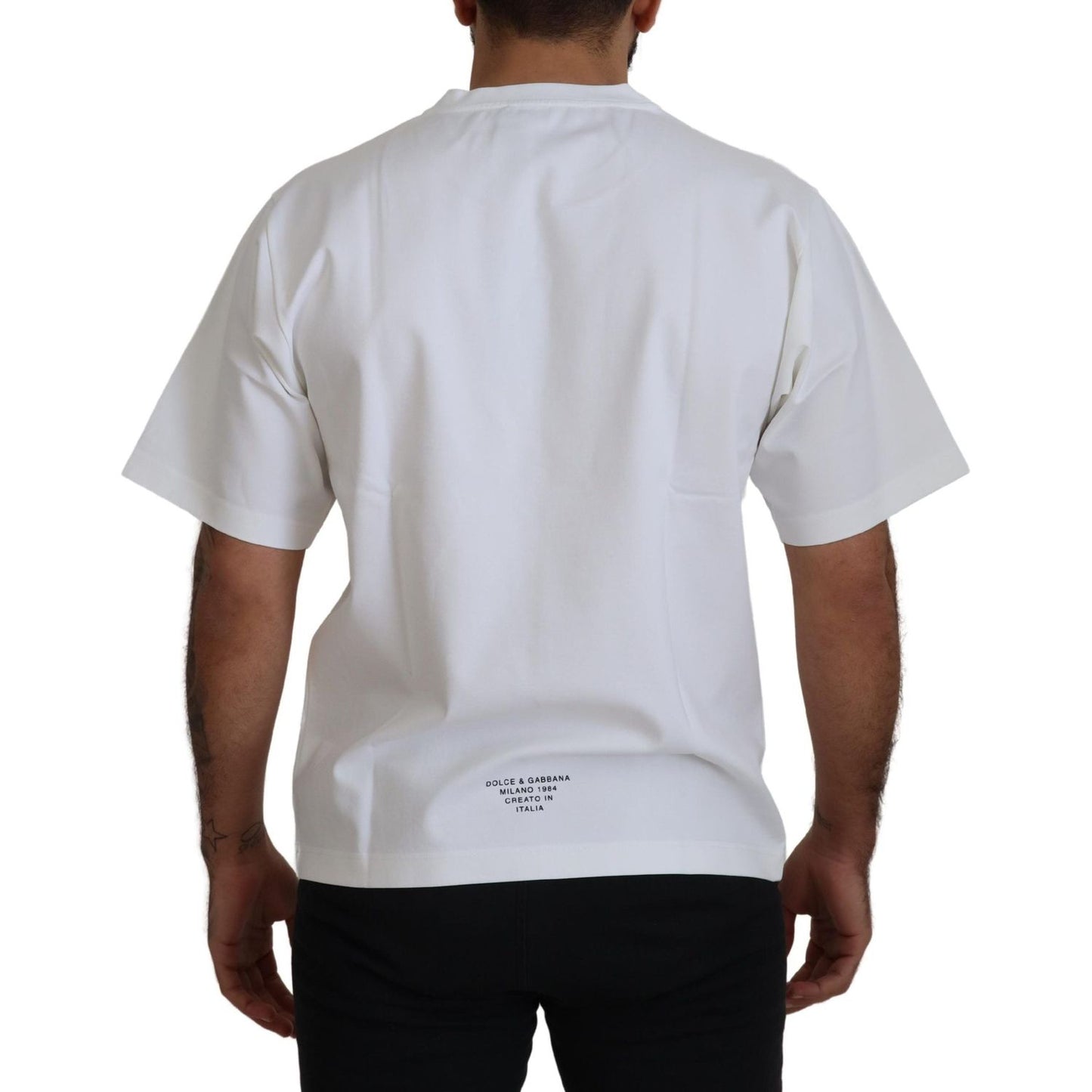 Dolce & Gabbana White Logo Print Cotton Crewneck T-shirt Dolce & Gabbana