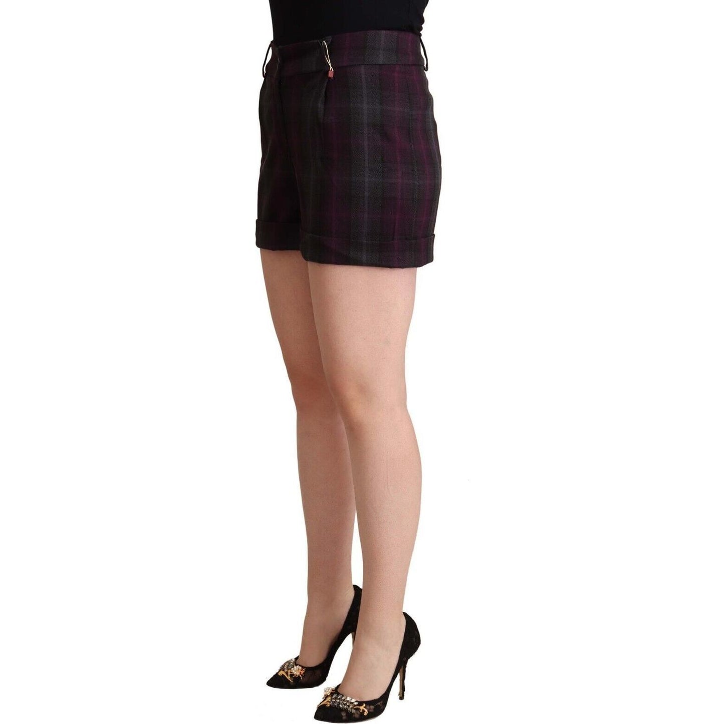 BENCIVENGA Multicolor Checkered Mid Waist Folded Hem Shorts BENCIVENGA