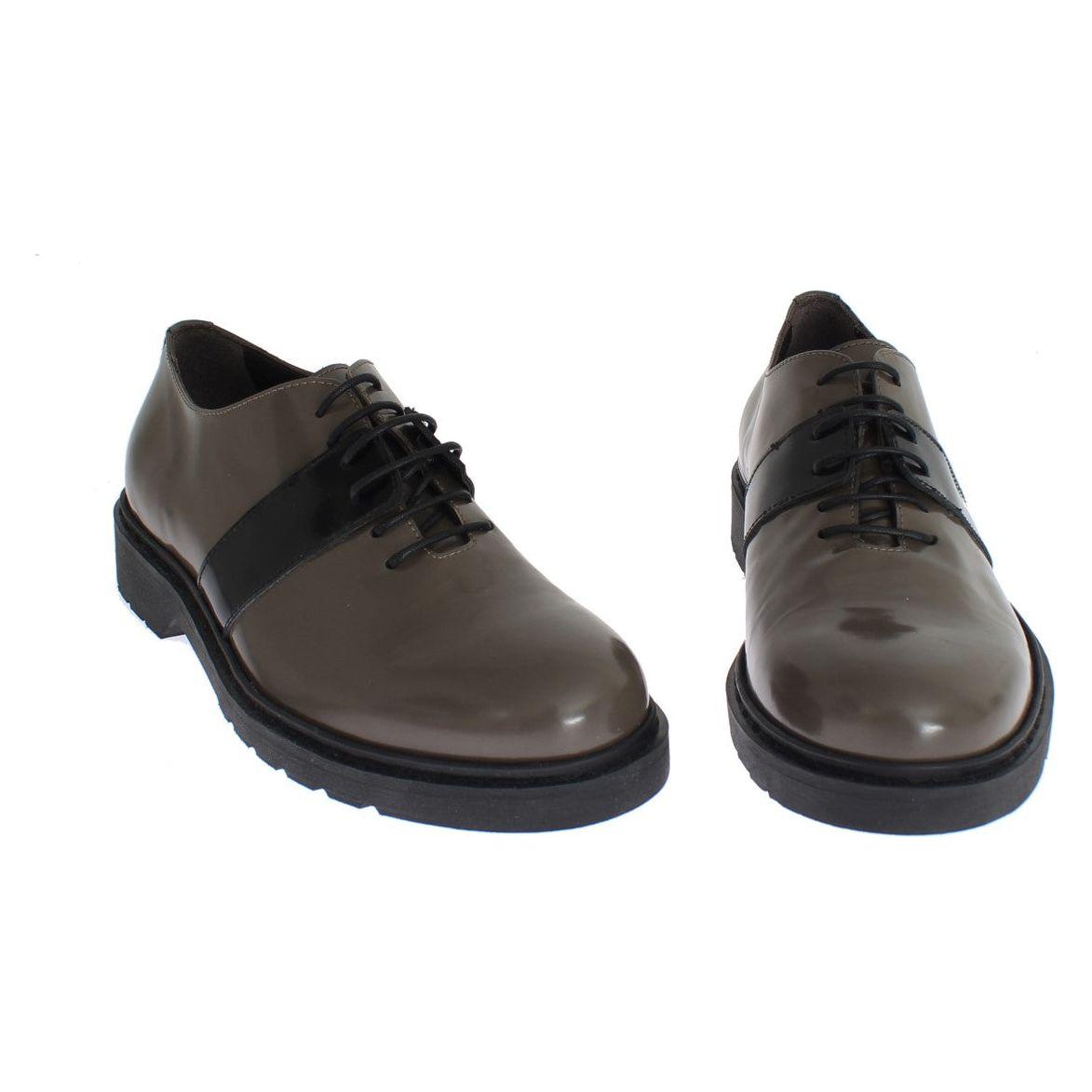 AI_ Gray Brown Leather Laceups Shoes AI_