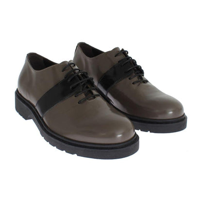 AI_ Gray Brown Leather Laceups Shoes AI_