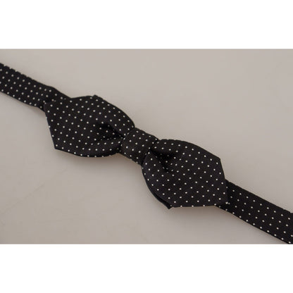 Dolce & Gabbana Black White Polka Dot Adjustable Neck Papillon Bow Tie Dolce & Gabbana