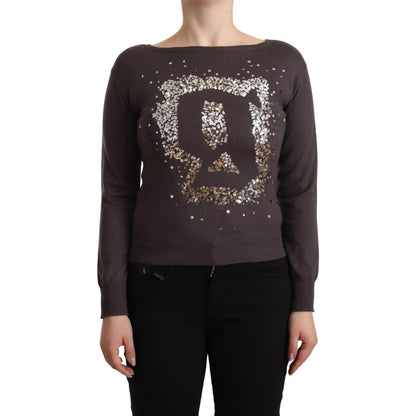 John Galliano Brown Wool Sequined Long Sleeves Pullover Sweater John Galliano