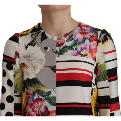 Dolce & Gabbana Multicolor Charmeuse Floral Sheath Jaquard Pachwork Dress Dolce & Gabbana
