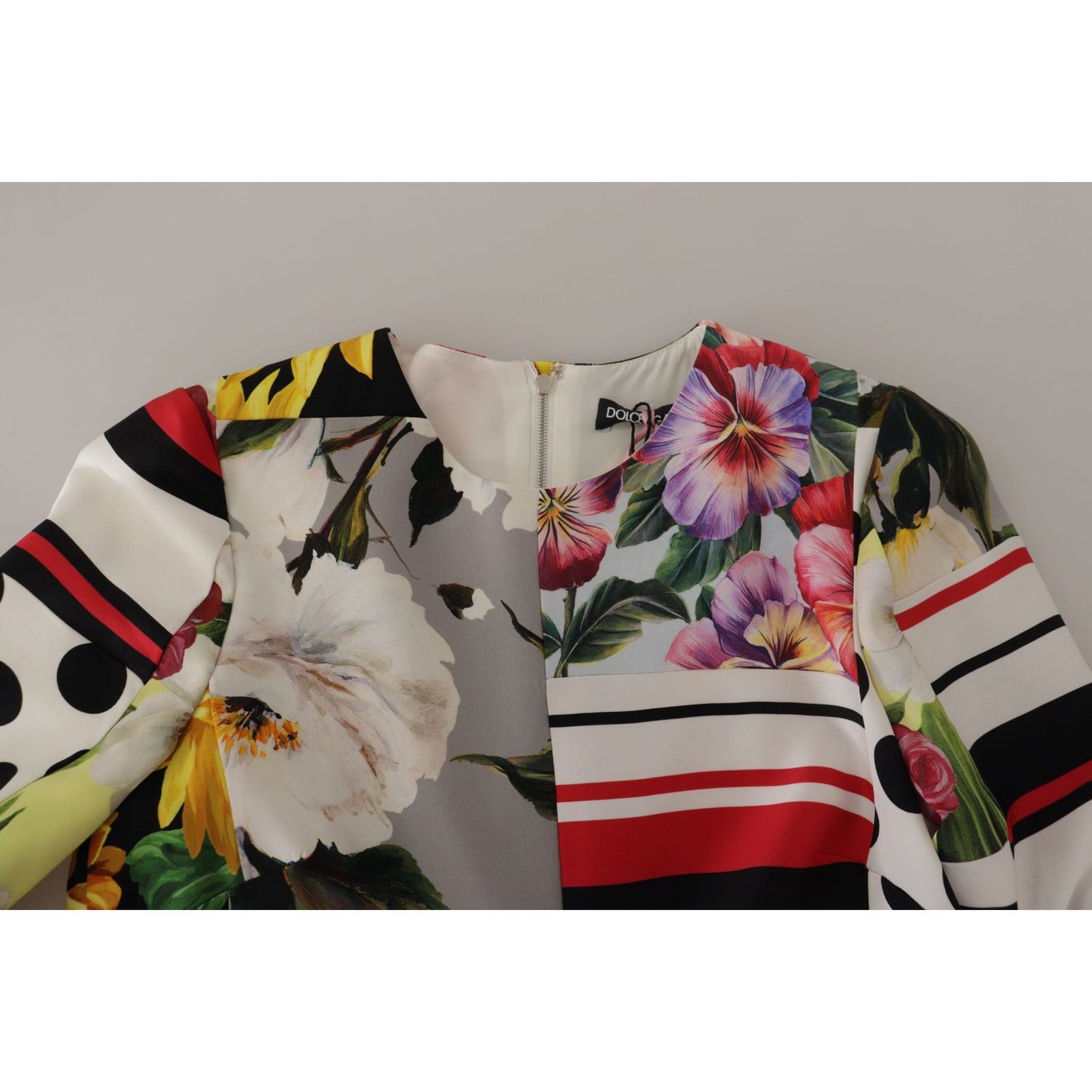 Dolce & Gabbana Multicolor Charmeuse Floral Sheath Jaquard Pachwork Dress Dolce & Gabbana