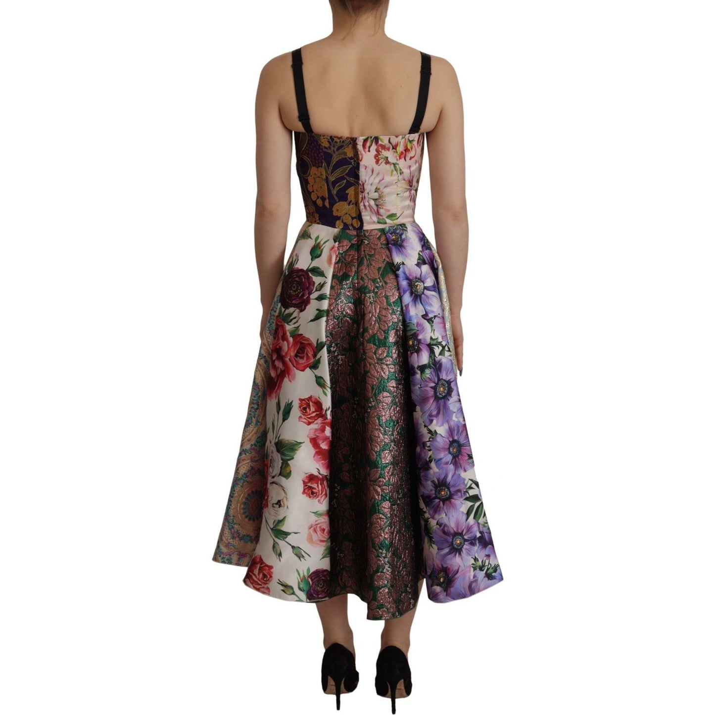 Dolce & Gabbana Dress Midi Patchwork Floral Jaquard Silk Dolce & Gabbana