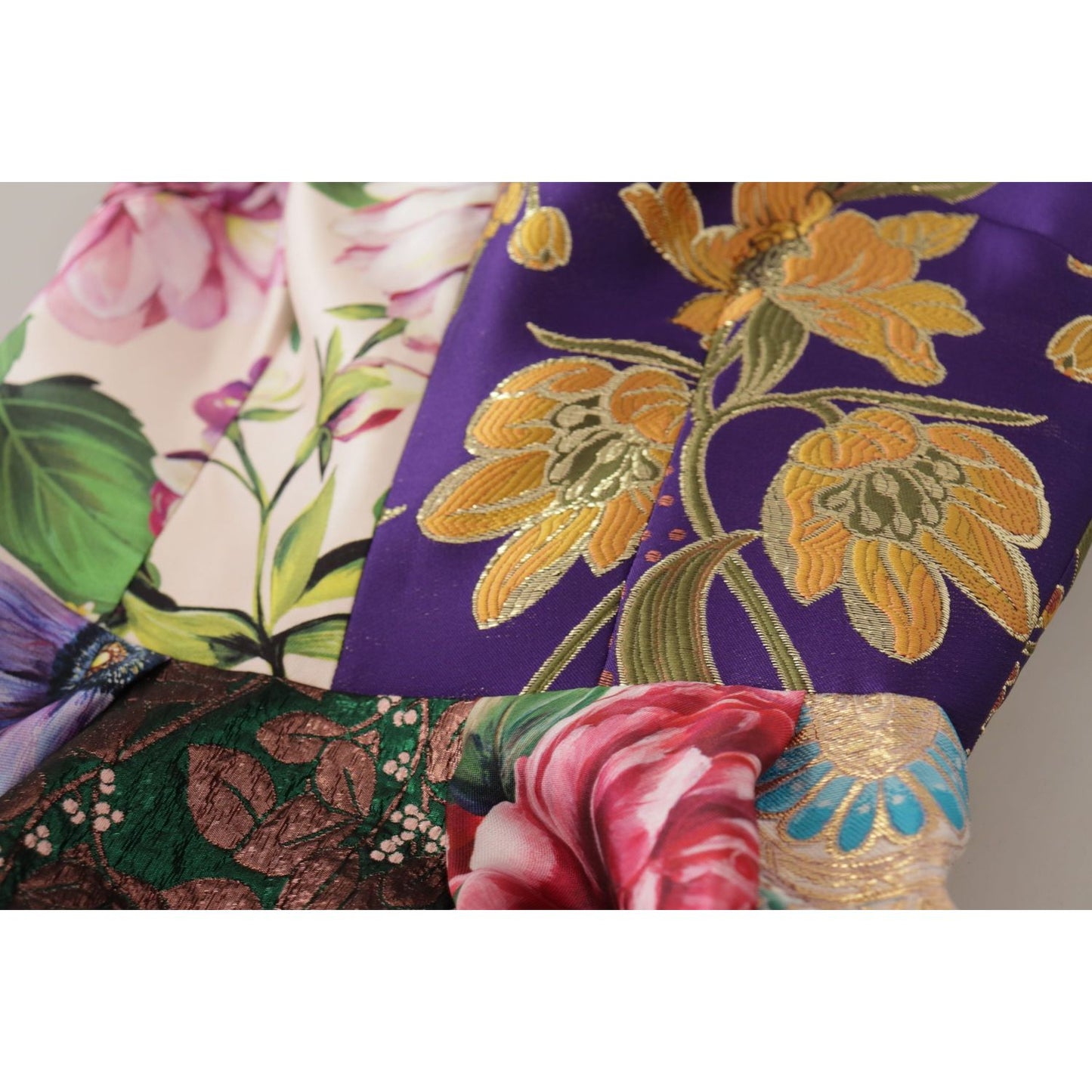 Dolce & Gabbana Dress Midi Patchwork Floral Jaquard Silk Dolce & Gabbana