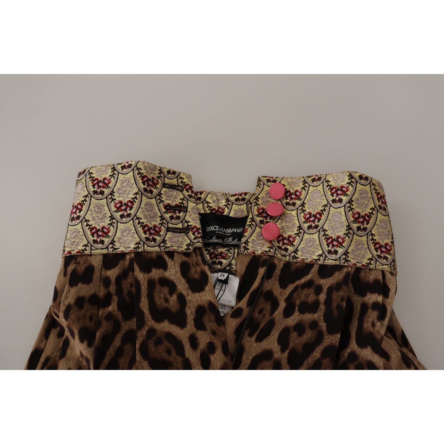 Dolce & Gabbana Brown Leopard Gold Jacquard High Waist Pants Dolce & Gabbana