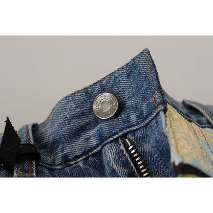 Dolce & Gabbana Blue Jeans Jacquard Majolica High Waist Pants Dolce & Gabbana