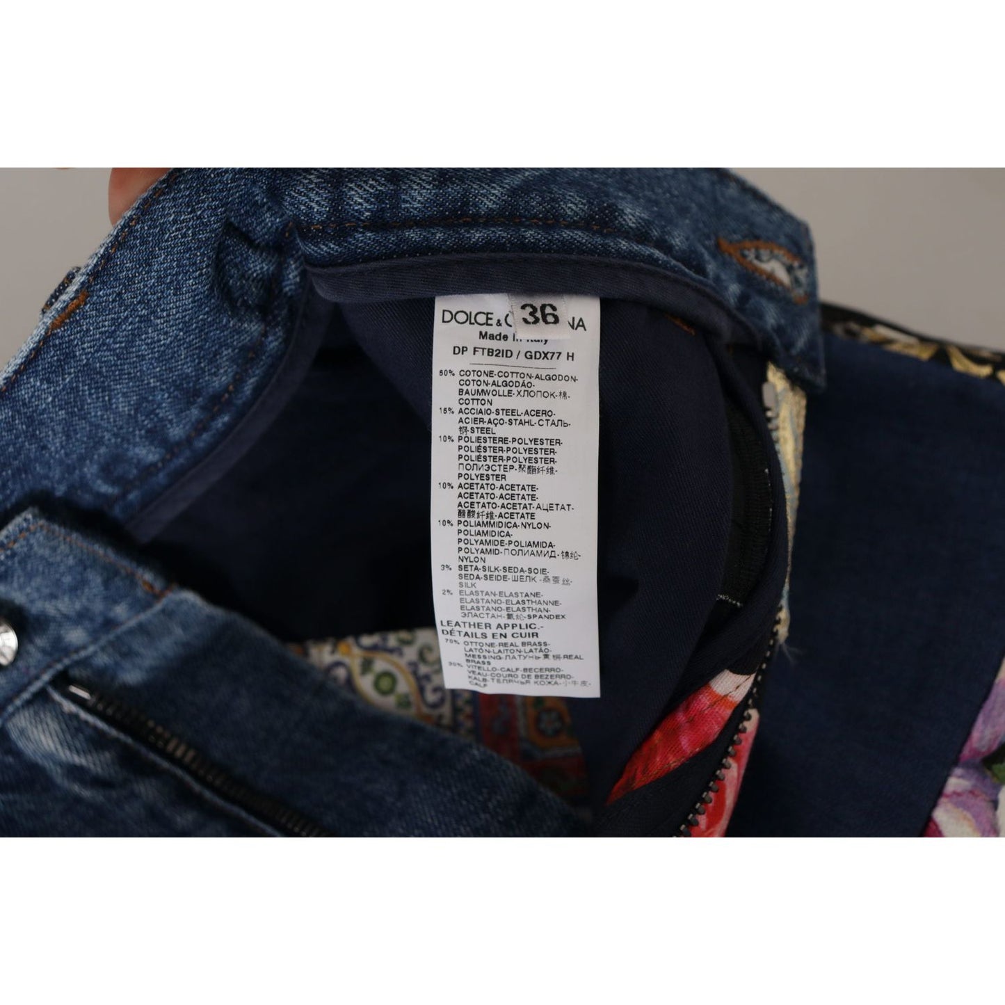 Dolce & Gabbana Blue Jeans Jacquard Majolica High Waist Pants Dolce & Gabbana