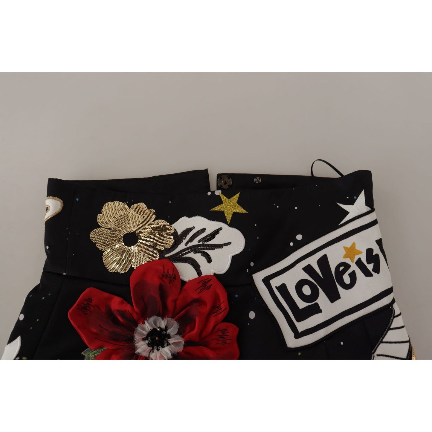 Dolce & Gabbana Black Love Clock Sequined Piano Skirt Dolce & Gabbana