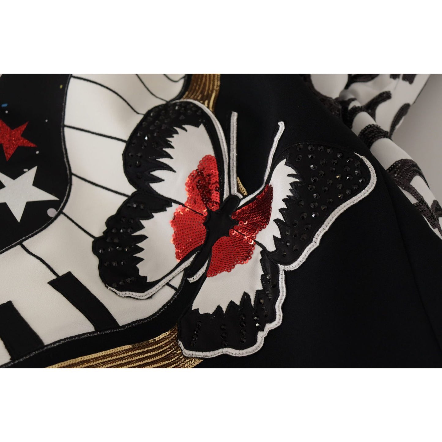 Dolce & Gabbana Black Love Clock Sequined Piano Skirt Dolce & Gabbana