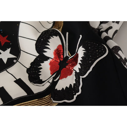 Dolce & Gabbana Black Love Clock Sequined Piano Skirt Dolce & Gabbana