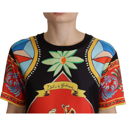 Dolce & Gabbana Multicolor Soldier Carretto Silk Top T-shirt Dolce & Gabbana