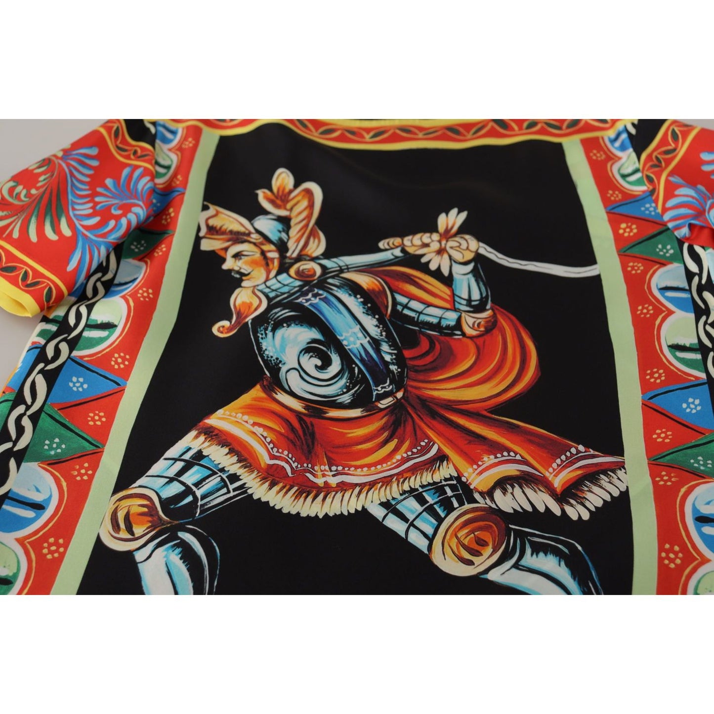Dolce & Gabbana Multicolor Soldier Carretto Silk Top T-shirt Dolce & Gabbana