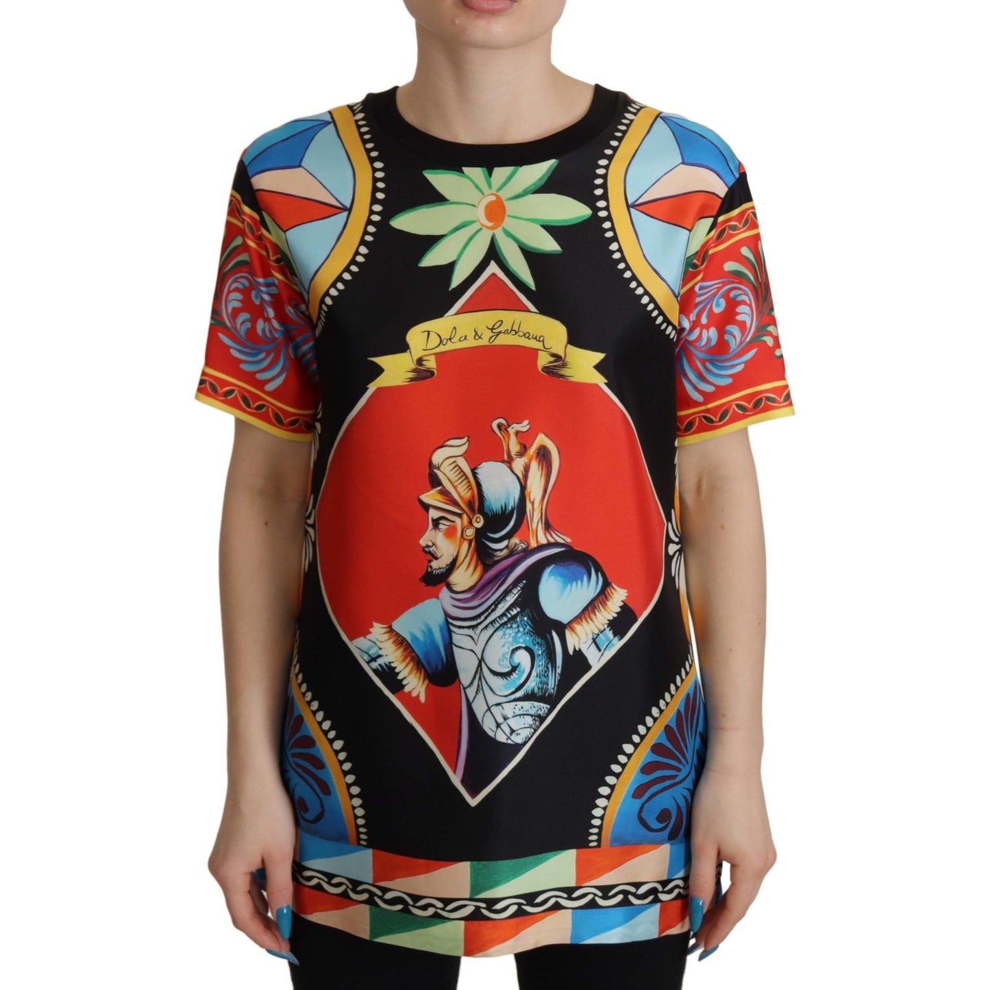 Dolce & Gabbana Multicolor Soldier Carretto Silk Top T-shirt Dolce & Gabbana