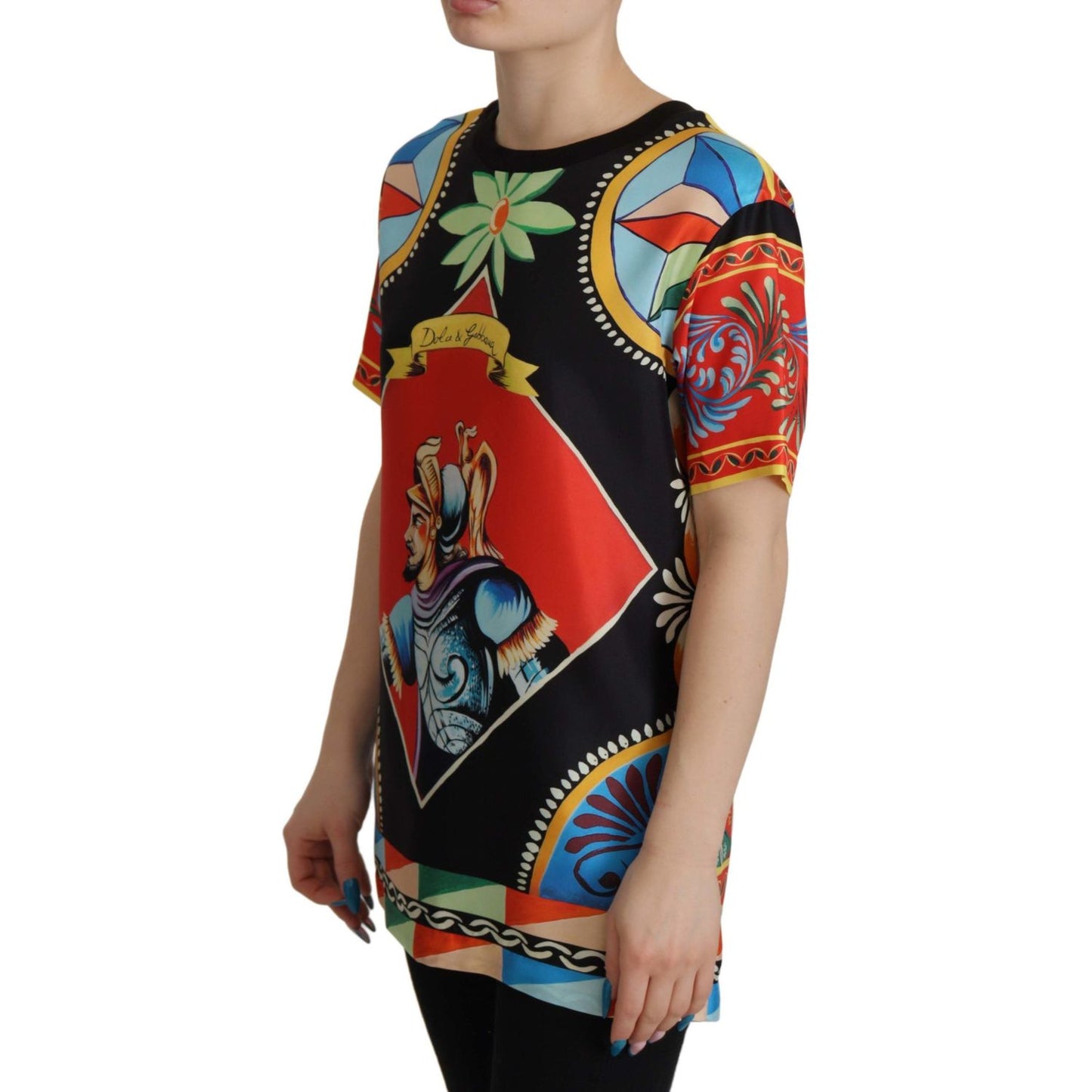 Dolce & Gabbana Multicolor Soldier Carretto Silk Top T-shirt Dolce & Gabbana
