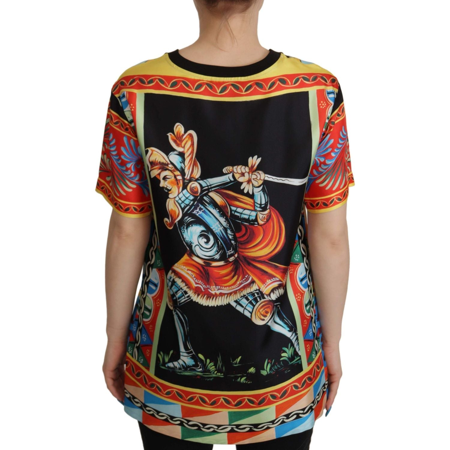 Dolce & Gabbana Multicolor Soldier Carretto Silk Top  T-shirt