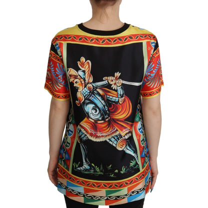 Dolce & Gabbana Multicolor Soldier Carretto Silk Top T-shirt Dolce & Gabbana
