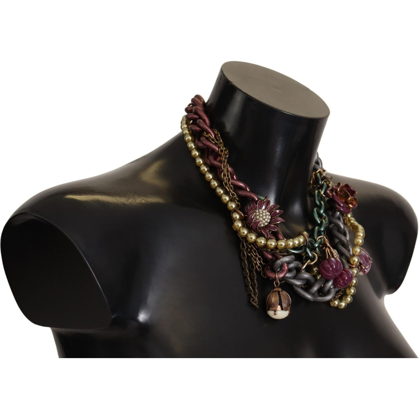 Dolce & Gabbana Gold Brass Sicily Floral Crystal Statement Necklace Dolce & Gabbana