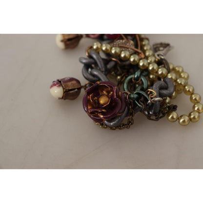 Dolce & Gabbana Gold Brass Sicily Floral Crystal Statement Necklace Dolce & Gabbana