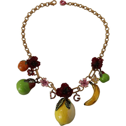 Dolce & Gabbana Gold Brass Sicily Fruits Roses Statement Necklace Dolce & Gabbana
