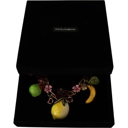 Dolce & Gabbana Gold Brass Sicily Fruits Roses Statement Necklace Dolce & Gabbana