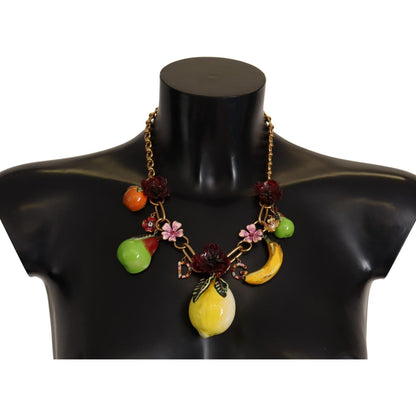 Dolce & Gabbana Gold Brass Sicily Fruits Roses Statement Necklace Dolce & Gabbana