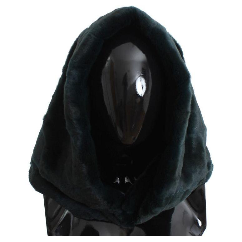 Dolce & Gabbana Green Weasel Fur Crochet Hood Scarf Hat Dolce & Gabbana
